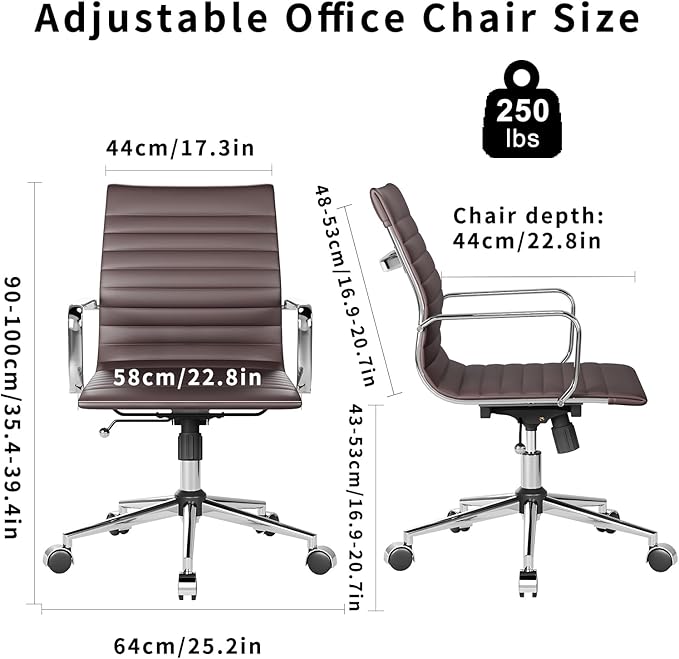 Chair, Desk Computer Chair ，with Armrests ，Ergonomic Office Chair for Home and Office, 17.32 x 22.83 x 35.43 inches, Multiple Colors (Brown)-DeskLoop Office