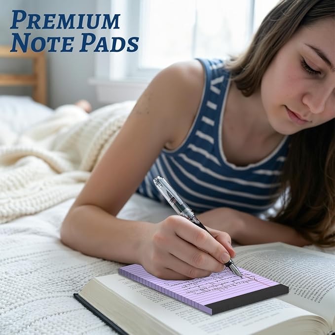 6 Pack 5 x 8 Inch Purple Legal Pads, Double-Sided Lined Notepads - Image 3