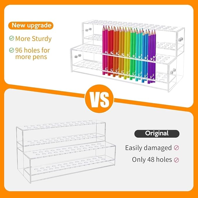 2PCS 96-Slots Pen Display Stand, 2-Tier Acrylic Pen Holder - Image 6