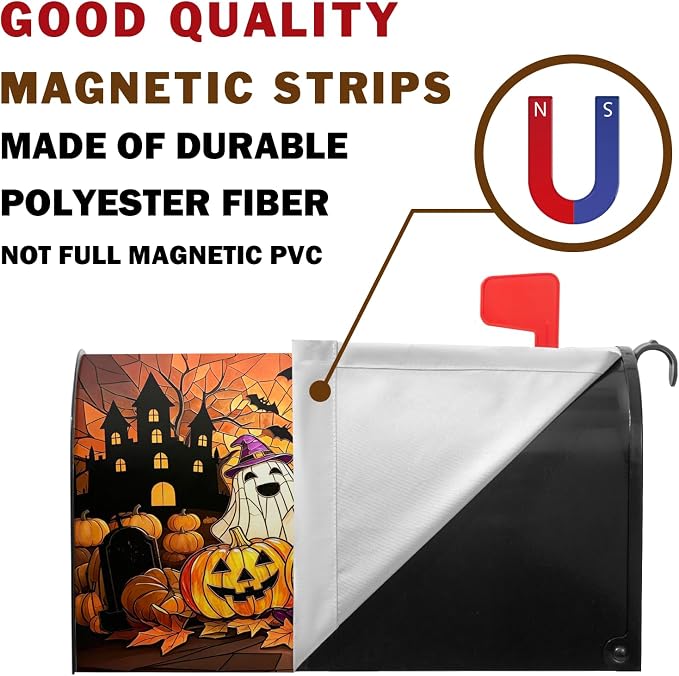 Halloween Spooky Ghost Pumpkin Mailbox Cover Magnetic Standard Size Fall - Image 3
