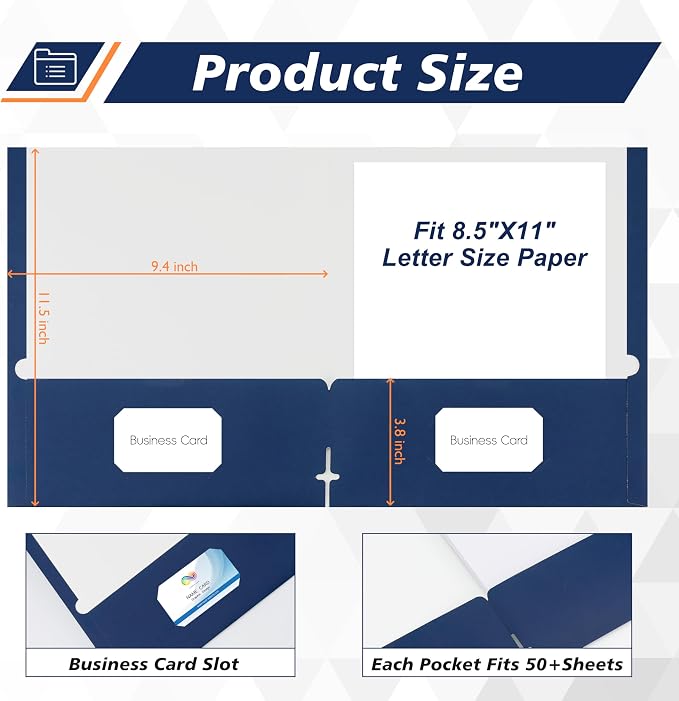 50 Packs Two Pocket Folders, Two Pocket File Folders - Image 2