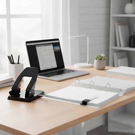 Two Hole Punch | 30 Sheet Capacity, Adjustable Guide, Heavy-Duty Metal Puncher - Image 3