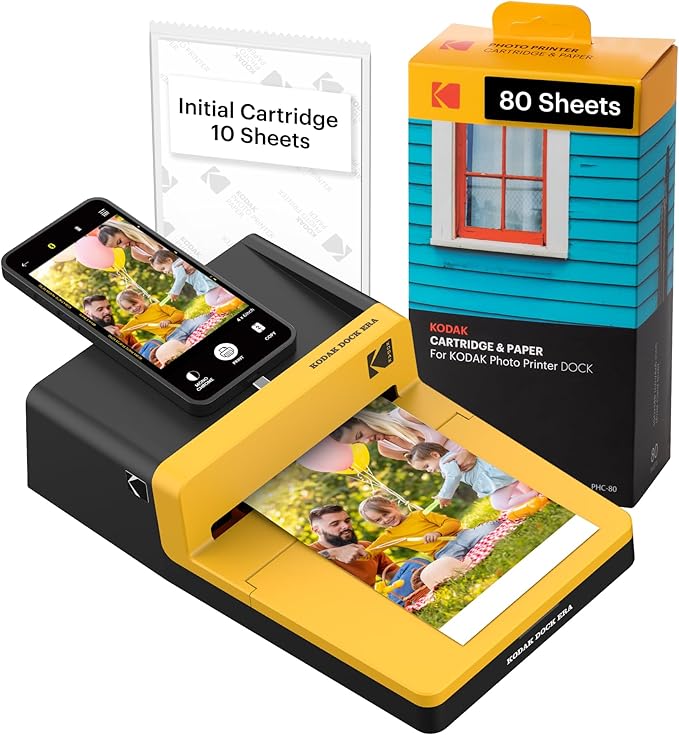 KODAK Dock ERA Plus 4PASS Instant Photo Printer, 4x6 inches, 90 Sheets Bundle-DeskLoop Office