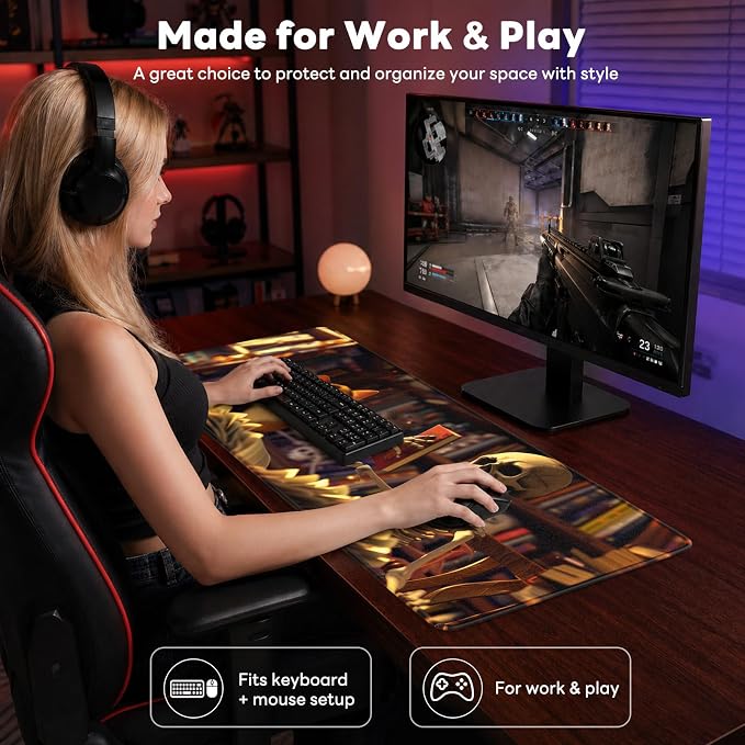 Desk Mat, Big Desk Pad, 31.5x11.8 Inches Extended Big Gaming Mouse Pad - Image 7