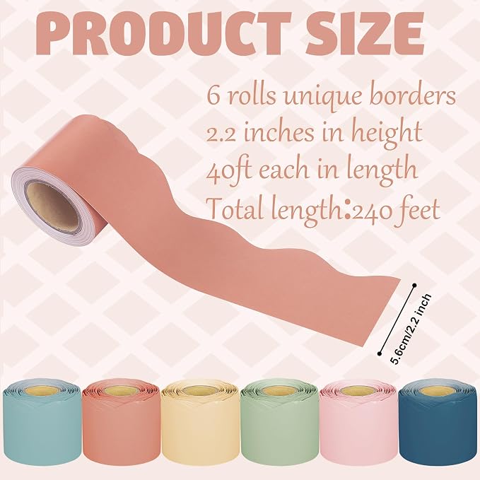 240Ft Boho Bulletin Board Borders Colorful Classroom Border Trim Boho Scalloped - Image 2