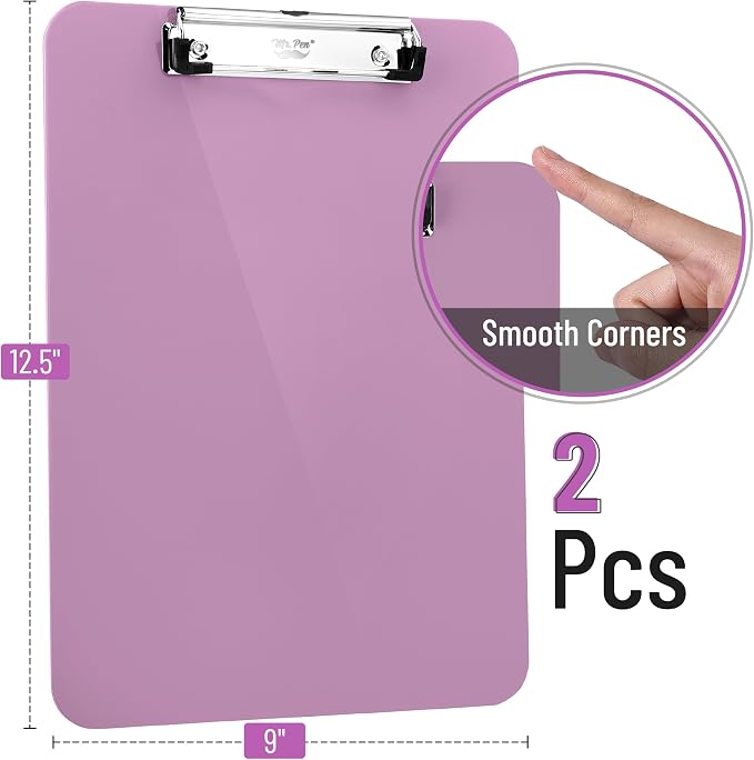 Mr. Pen- Plastic Clipboard, 12.5" x 9", 2 Pack | Lavender Mist Clipboard Plastic - Image 2