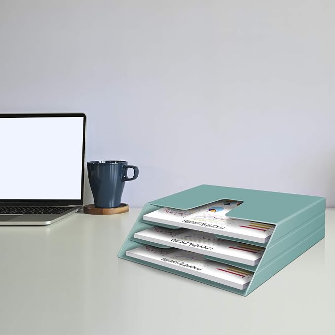 Acrimet Horizontal Triple File Folder Holder Organizer, Open Top Desktop - Image 3