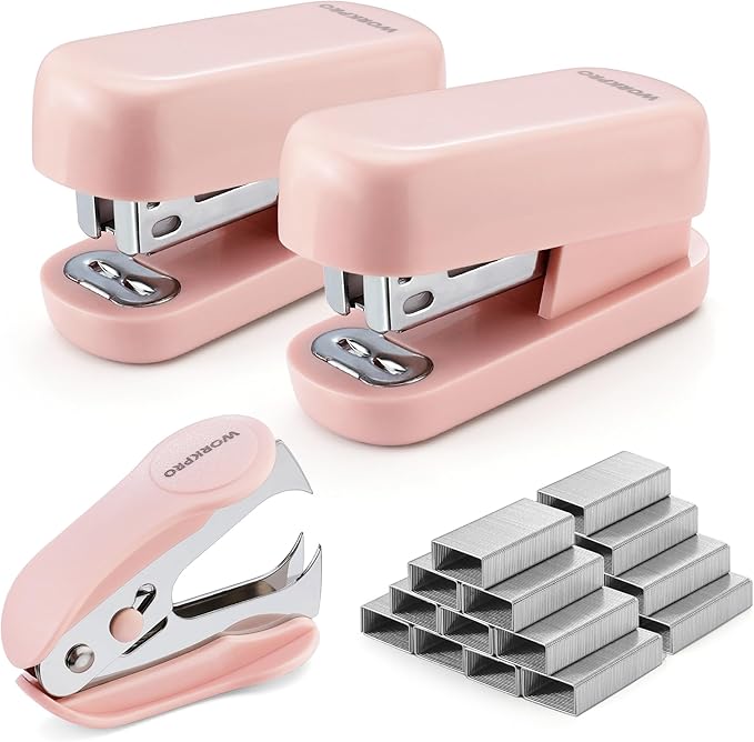 WORKPRO Mini Stapler with Staples, One Staple Remover, 2000 Standard Staples by WORKPRO