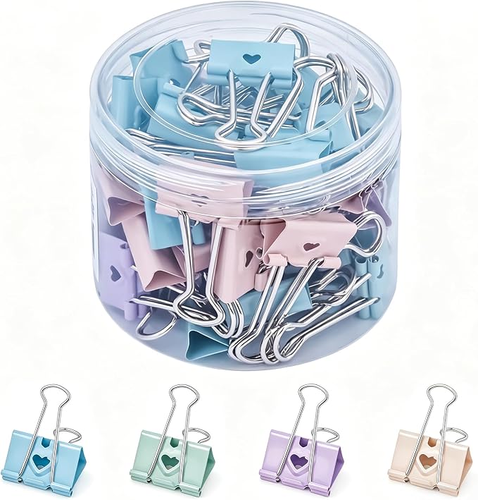 BAYTORY 40Pcs Pastel Binder Clips, 3/4 Inch Small Binder Clips, by BAYTORY