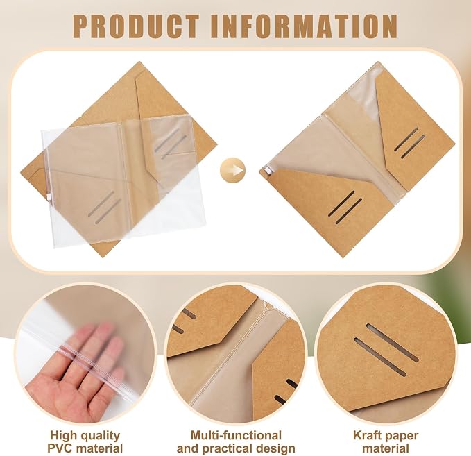 Travelers Journal Notebook Accessories Kit Include Travel Kraft File Folder - Image 3