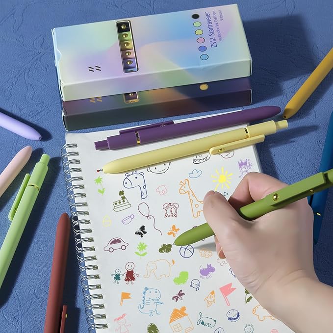 Colored Pens, 12 Pcs Colorful Pens Fine Point Smooth Writing Pen, 0.5mm Colored Ink Gel Pen for Journaling Note Taking, School Supplies Gifts for Women (12 Pcs Gold Vibrant and Vintage)-DeskLoop Office