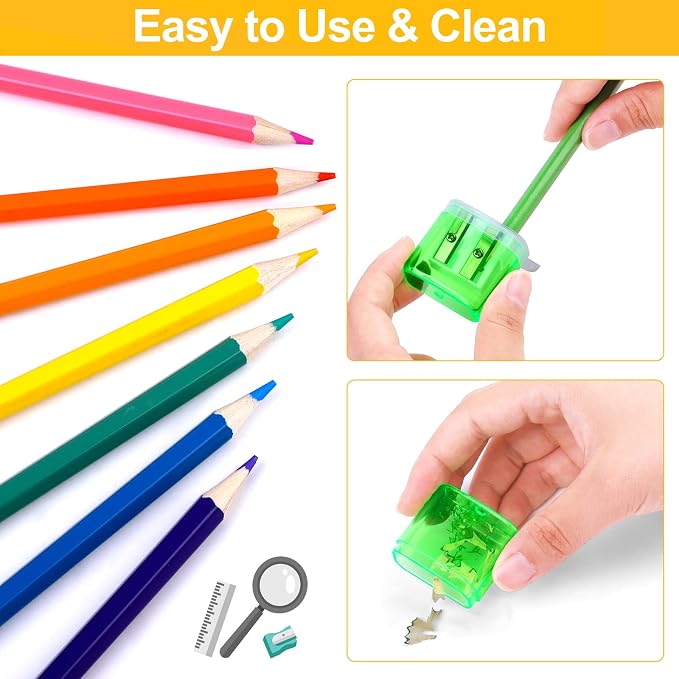 Aodaer 60 Pieces Pencil Sharpeners Manual Double Hole Pencil Sharpener - Image 3