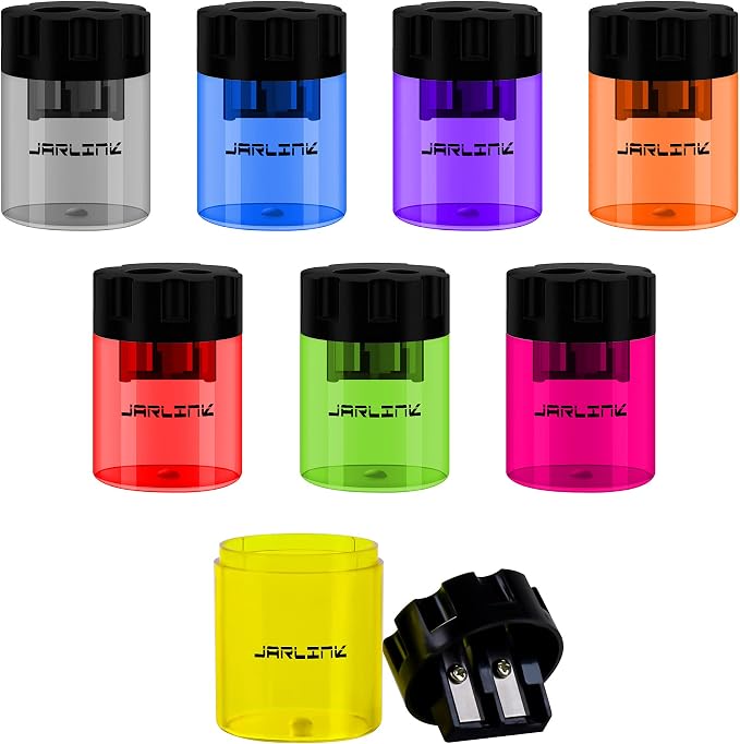 JARLINK 8 Pack Manual Pencil Sharpeners, Dual Holes Colorful Sharpener by JARLINK