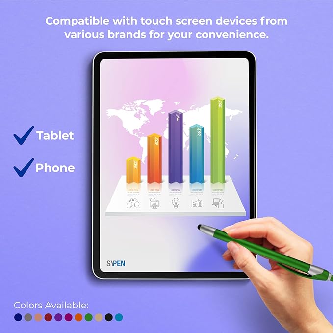 Personalized With your Custom Logo or Text Pens-Pack of 450- for Marketing, Parties, and Events, 2 in 1 Capacitive Stylus & Ballpoint Pen Compatible With Touchscreen Devices, Blue Ink, Blue Pens