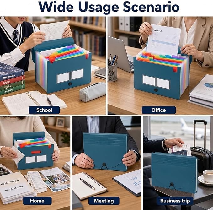13 Pockets Accordion File Organizer, Portable Expanding File Folder - Image 7