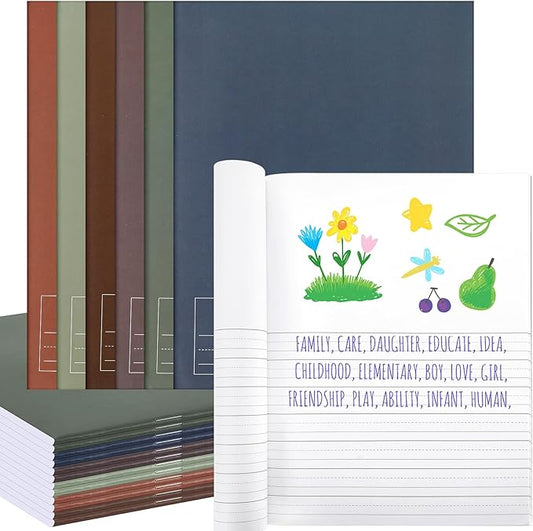 Henoyso 12 Pcs Primary Composition Notebook K-2 9 3/4 x 7 1/2 Inch Primary Journal, Back to School Supplies, Bulk Blank Writing Book for Kid to Write Draw Journal 60 Page Notebooks (Boho Color)-DeskLoop Office