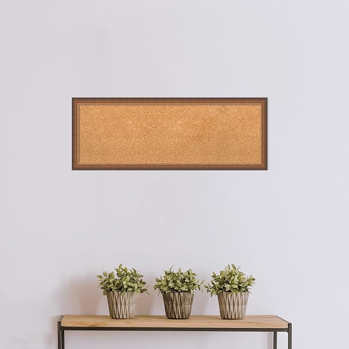 Amanti Art Natural Cork Board for Wall, 14x38 Vision Board with Bronze Frame, Medium Corkboard Office Decor for Home Organization, Modern Corkboard Pinboard to Display Items for Home Organization in-DeskLoop Office