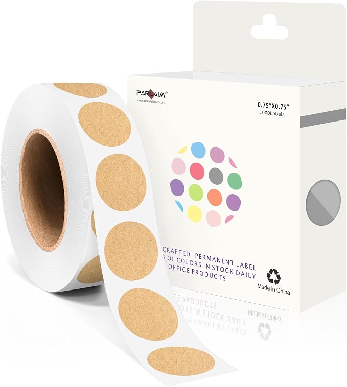 PARLAIM 3/4 Inch Roll Color Coding Labels, 1000 per Roll Round Permanent by PARLAIM