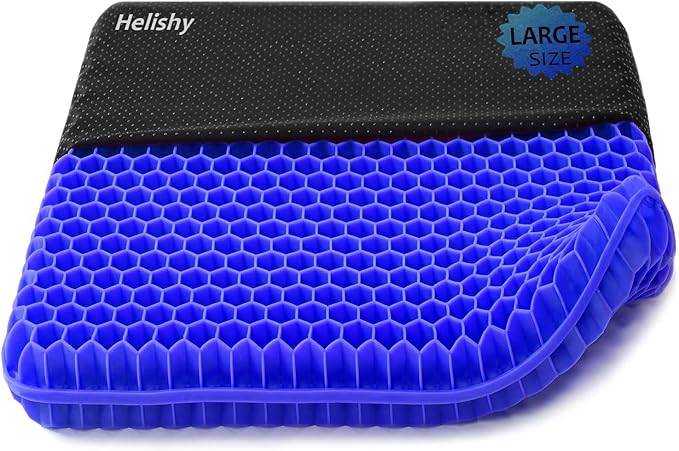 Extra Large Gel Seat Cushion, 17x17inch Double Thick Egg Gel Cushion for Pressure Pain Relief, Breathable Wheelchair Cushion Chair Pads for Car Seat Office Chair (Blue)-DeskLoop Office