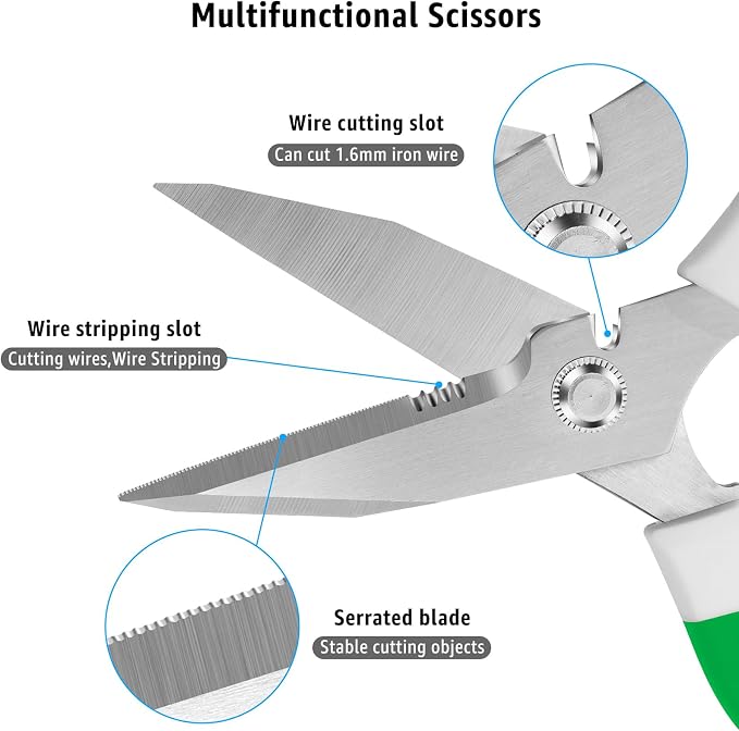BoFuYuan 8-Inch Utility Scissors All Purpose Heavy Duty, Serrated Blade - Image 4