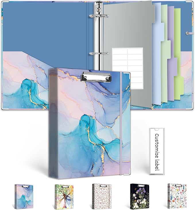 A5 Binder 3 Ring 1 Inch for 5.5"x8.5" Paper, Mini Three Ring Binders by BVSSX
