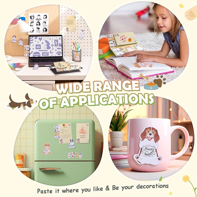 Hommie Cute Sticky Notes, Dog Sticky Notes Set Planner Dividers Self-Stick Notes Pads Animal Divider Tabs Bundle Writing Memo for Dog Lovers Office School Supplies-DeskLoop Office