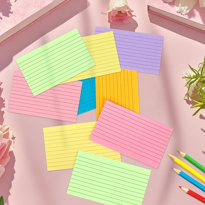 Tecmisse 600 Pieces Index Cards Rulded, Colorful Flash Cards 3 x 5 Index Card - Image 6