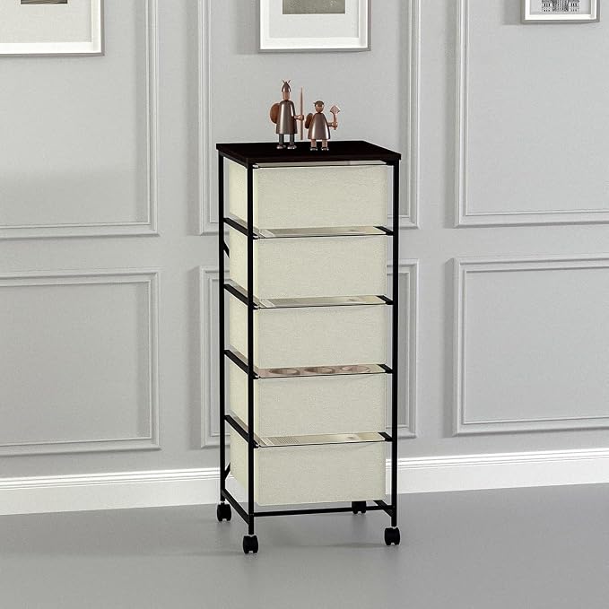 CASUNER Small Cabinet with Drawers Rolling 5 Drawer Mobile File Cabinet - Image 2