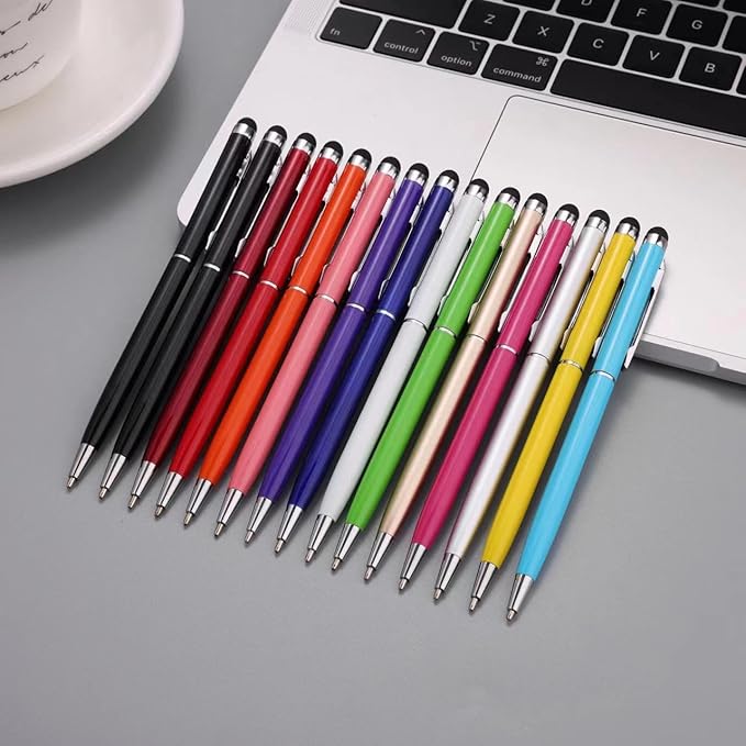 15 Pack Stylus Pens for Touch Screens Stylus Pen Compatible with Phone Tablets Kindle and Black Ink Ballpoint Pens-2 in 1 Stylists pens for Touch Screens-DeskLoop Office