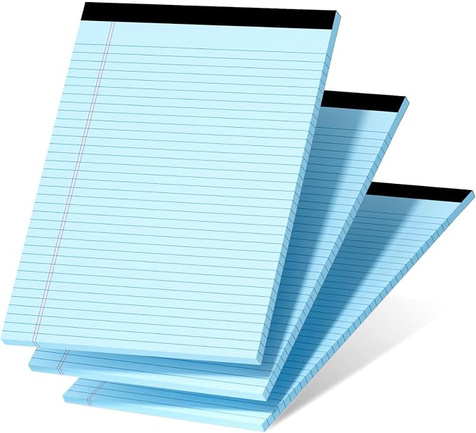 3 Pcs Legal Pads 8.5 x 11 Blue Note Pads 8.5 x 11 Notepad Total 75 Sheets by Nichela