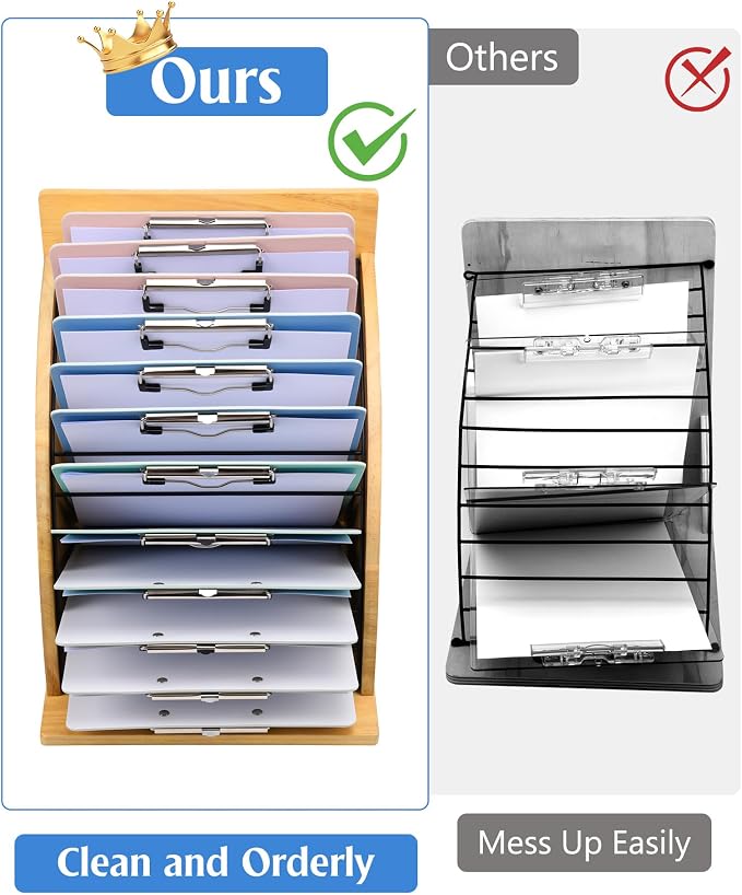 HULISEN Clipboard Holder, Wooden Clipboard Organizer - Image 4