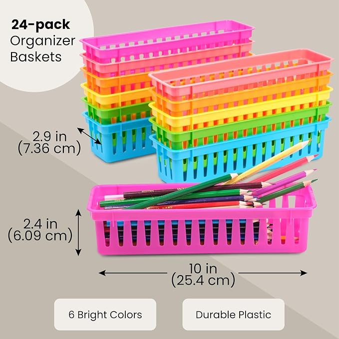 Juvale 24-Pack Pencil Holder Trays and Organization Baskets - Image 2
