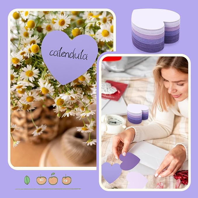 150 Pcs Purple Note Cards Heart Index Cards 3x3 Blank Index Cards Colors Study - Image 4
