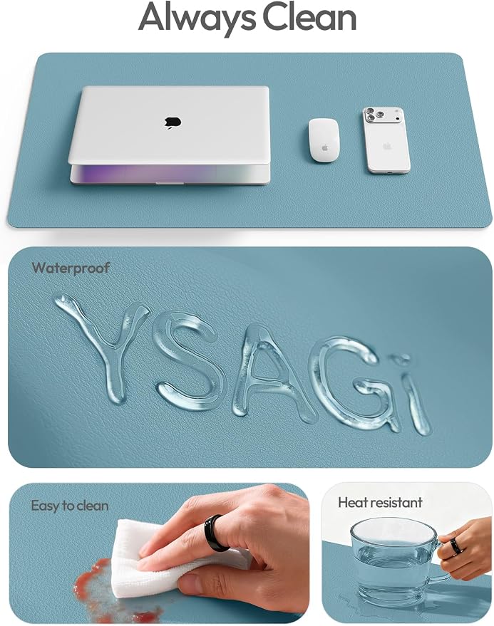 YSAGi Leather Desk Pad Protector, Office Desk Mat, Large Mouse Pad, Non-Slip PU - Image 7