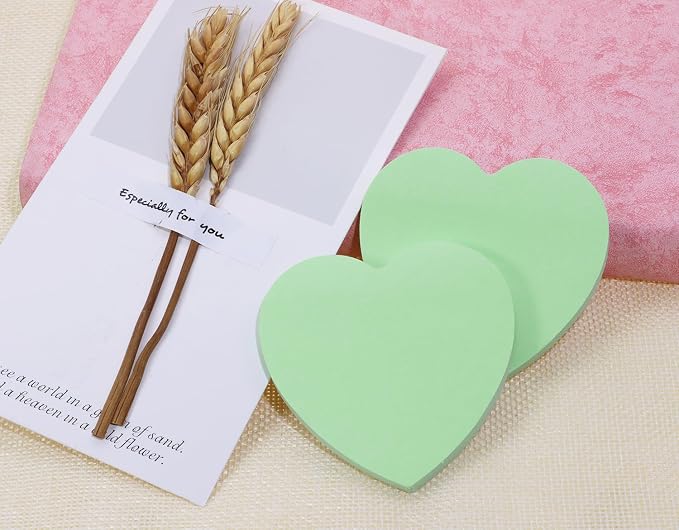 Mini Skater 2 Pack Kraft Paper Sticky Notes Heart Shaped Self-Stick Blank Book - Image 3