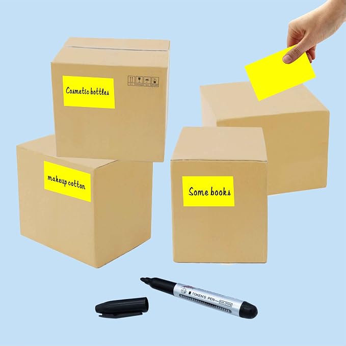 PARLAIM 3 x 5 inch Rectangle Sticker Labels, Fluorescent Yellow - Image 5