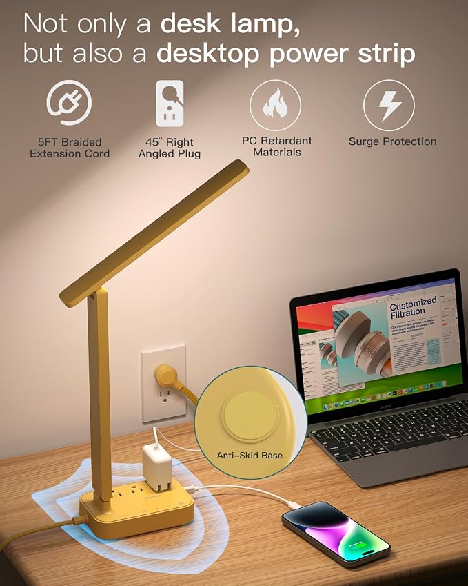 Addtam LED Desk Lamp, Power Strip - Image 5