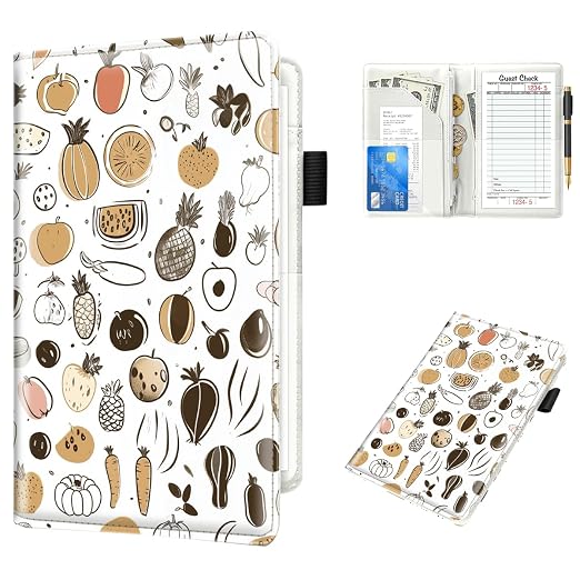 Cute Server Books for Waitress Waiter, Leather Guest Book Note Pad by WAVEYU