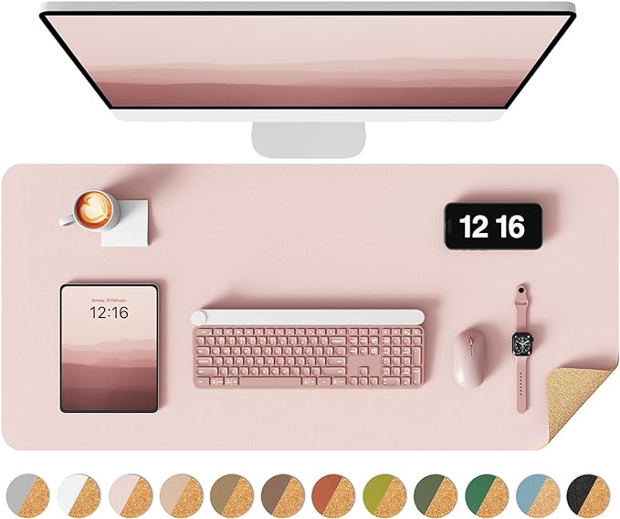 YSAGi Double-Sided Desk Pad, 35.4"x17"Leather Desk Mat, Eco Cork Desk Pad by YSAGi