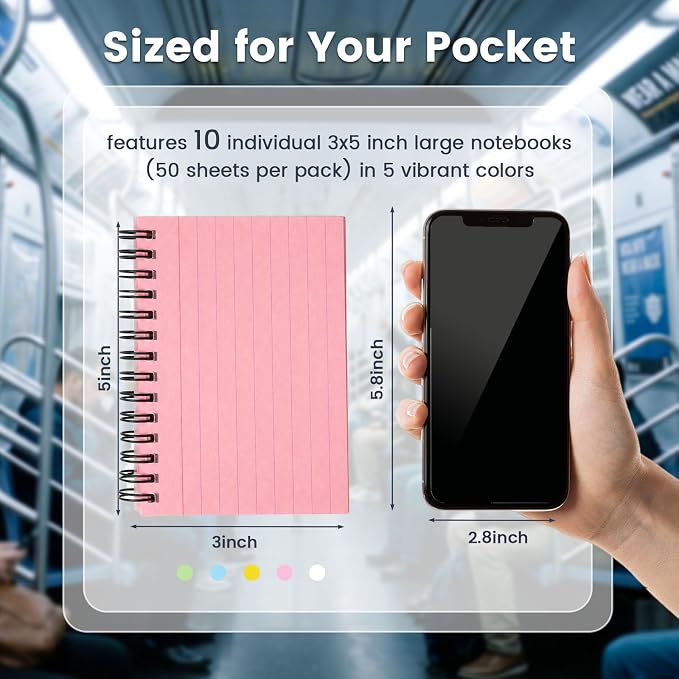 Koogel 500PCS Index Cards 3x5, Colored Ruled Index Cards - Image 7
