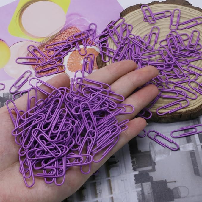 200 Pack Purple Metal Clips, 1.1 Inch / 28mm Vinyl Coated Decorative Paper - Image 5