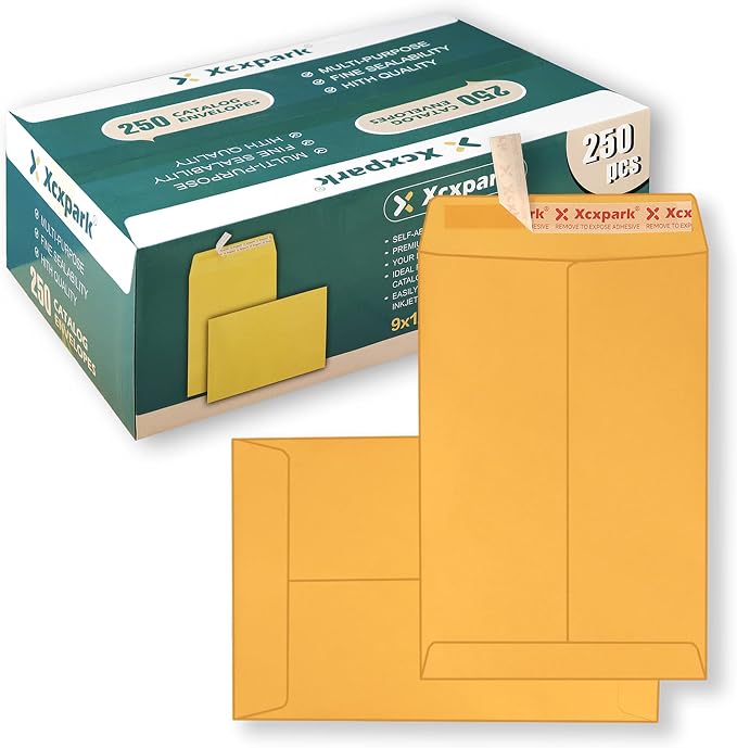 Xxcxpark 250 PCS 9x12 inches Security Catalog Envelopes Printable Self Seal by Xxcxpark