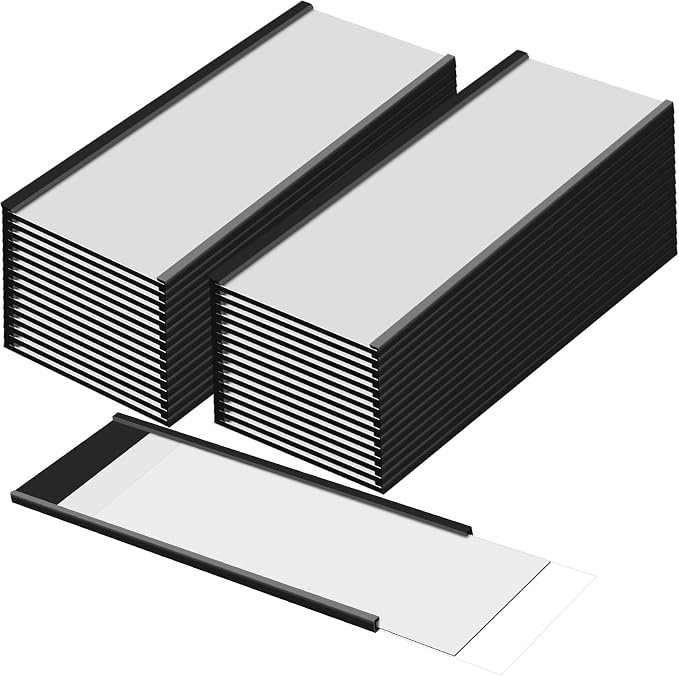 Gueevin 50 Pcs Magnetic C Channel Label Holders 3 x 8 Inch Label Holders Magnet by Gueevin