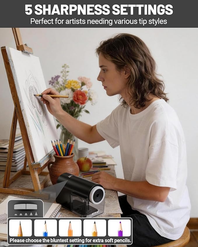 AFMAT Electric Pencil Sharpener, Fully Automatic Pencil Sharpener - Image 4