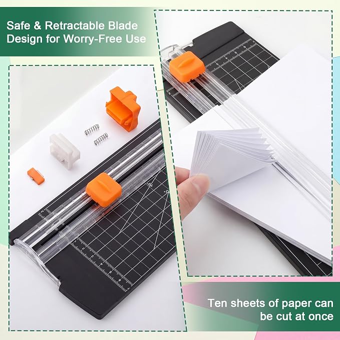 6 Pcs Paper Cutter A4 Size Bulk Includes 25 Blades Sliding Paper Trimmer - Image 4