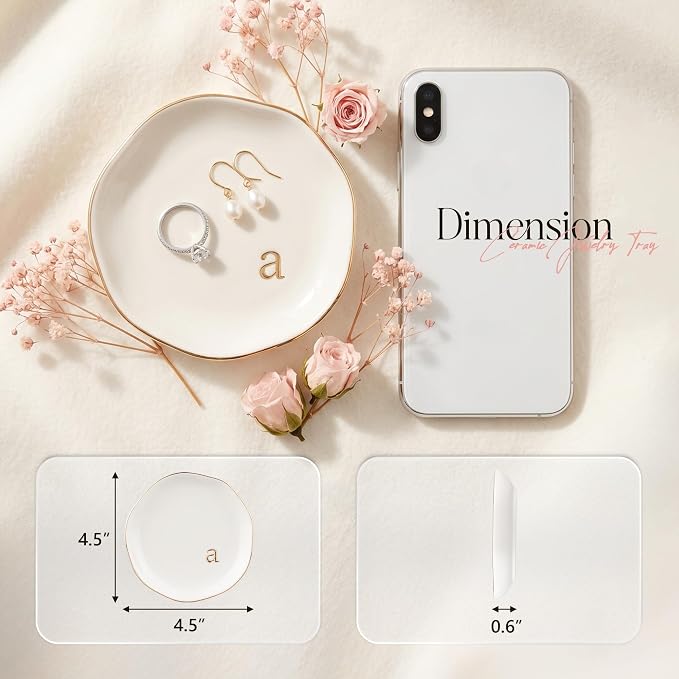 Ceramic Jewelry Tray, Personalized Initial Jewelry Dish - Image 2