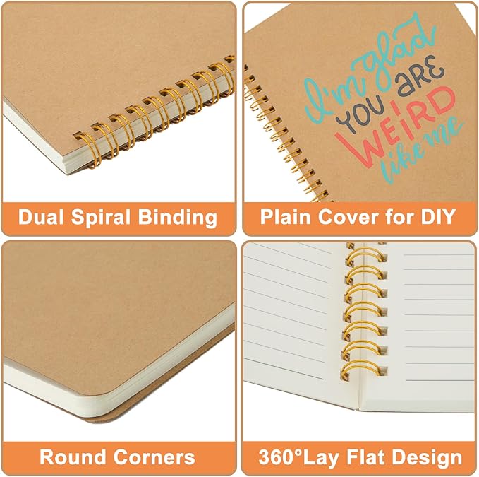 Ruled Spiral Notebook - 6 Pack Lined Notebooks for Work School - A5 Journals Bulk, Soft Cover Travel Journal Spiral for Writing Drawing, 8.2" X 5.8", 60 Sheets/120 Pages-DeskLoop Office