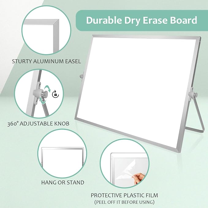 Dry Erase White Board, 16x12 Inches Double-Sided Desktop Whiteboard - Image 3