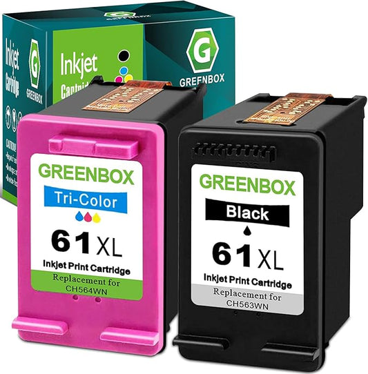 GREENBOX Compatible 61XL Ink Cartridge Replacement for HP Envy 4500 5530 4502 Officejet 4630 4635 DeskJet 1000 1010 1512, Black, Tri-color, 2-Pack-DeskLoop Office