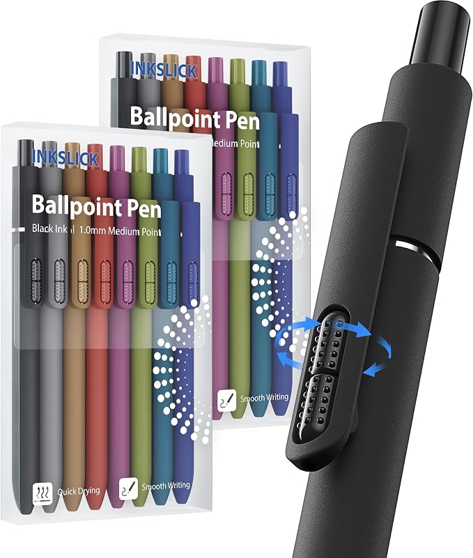 16 Pack Vintage Black Ballpoint Pens 1.0mm Fidget Pens by INKSLICK